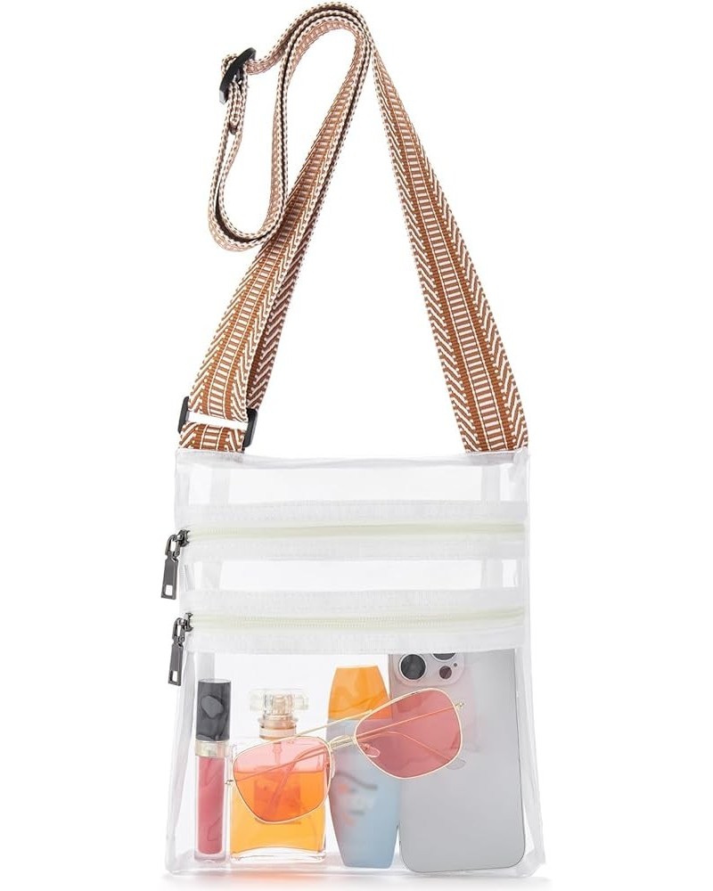 Clear Bag for Stadium Events Crossbody Bags Stadium Approved Concert Shoulder Purse with Adjustable Guitar Strap Z01 Clear Wh...