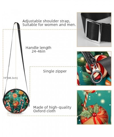 Women Fashionable Crossbody Bag – Versatile Round Bag for Every Occasion, Christmas Cane print Color9 $10.08 Crossbody Bags