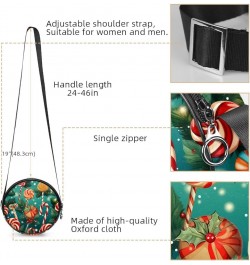 Women Fashionable Crossbody Bag – Versatile Round Bag for Every Occasion, Christmas Cane print Color9 $10.08 Crossbody Bags