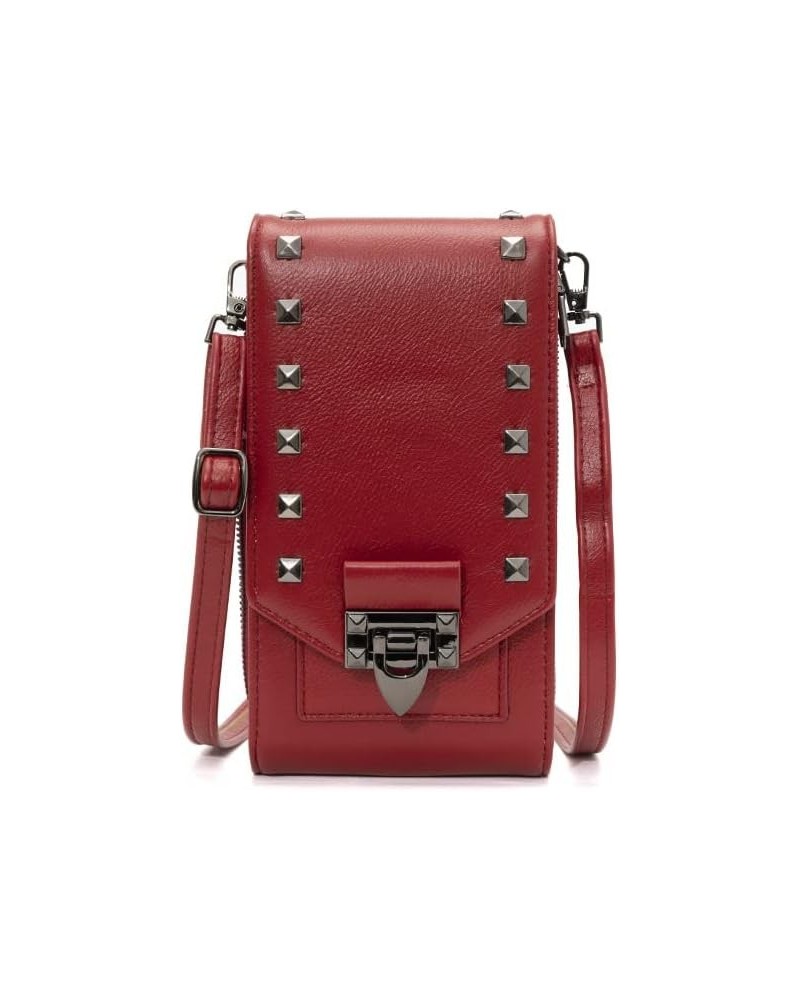 Leather Crossbody Bags for Women, Small Crossbody Phone Bags Cellphone Wallet Purse for Women, Fashion Rivet Bag Red $14.40 C...