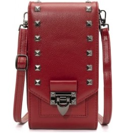 Leather Crossbody Bags for Women, Small Crossbody Phone Bags Cellphone Wallet Purse for Women, Fashion Rivet Bag Red $14.40 C...