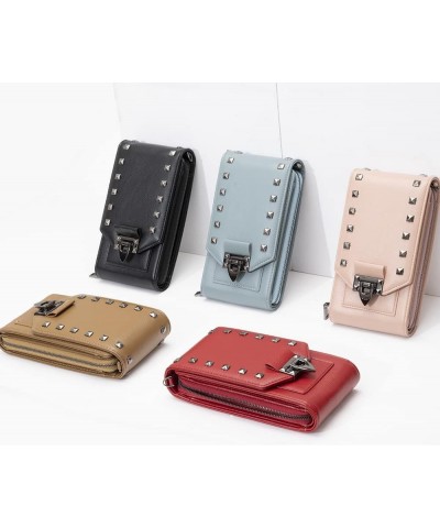 Leather Crossbody Bags for Women, Small Crossbody Phone Bags Cellphone Wallet Purse for Women, Fashion Rivet Bag Red $14.40 C...