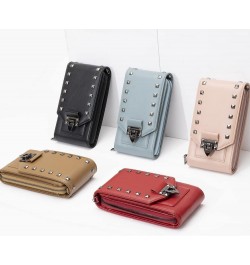 Leather Crossbody Bags for Women, Small Crossbody Phone Bags Cellphone Wallet Purse for Women, Fashion Rivet Bag Red $14.40 C...