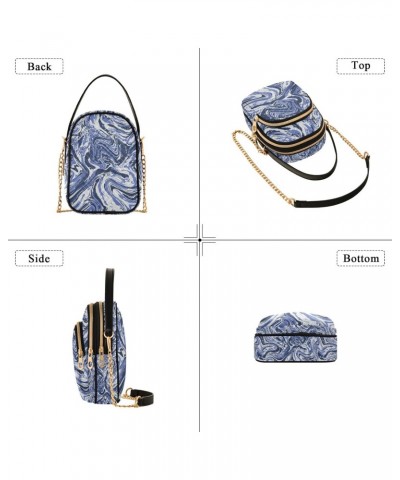 Crossbody Bag for Women, Navy Marble Light Fluid Paint Phone Purse Detachable Chain Bag Shoulder Handbag Wallet $10.80 Crossb...