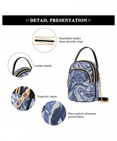 Crossbody Bag for Women, Navy Marble Light Fluid Paint Phone Purse Detachable Chain Bag Shoulder Handbag Wallet $10.80 Crossb...