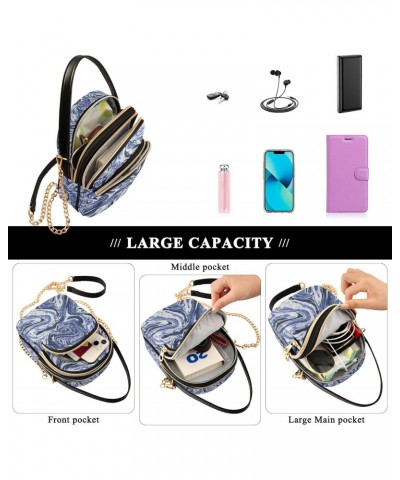 Crossbody Bag for Women, Navy Marble Light Fluid Paint Phone Purse Detachable Chain Bag Shoulder Handbag Wallet $10.80 Crossb...