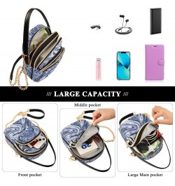 Crossbody Bag for Women, Navy Marble Light Fluid Paint Phone Purse Detachable Chain Bag Shoulder Handbag Wallet $10.80 Crossb...