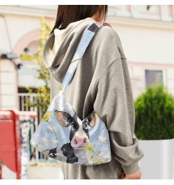 Dotted Watercolor Blue Circles Women Shoulder Bags, Handbags Shoulder Bags, Autumn Handbags Meadow Daisy Cow $10.99 Totes