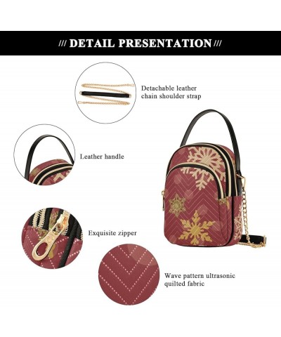 Christmas Red Cartoon Snowflake Women's Crossbody Bag Three Zipper Design Handbag Shoulder Bag Wallet Color002 $15.59 Shoulde...