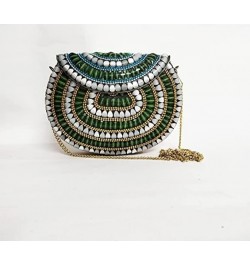 mosaic metal clutch crossbody women bag bohemian pattern with golden work embossed wedding valentiine gift, Green, 7 inch $19...