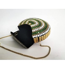 mosaic metal clutch crossbody women bag bohemian pattern with golden work embossed wedding valentiine gift, Green, 7 inch $19...