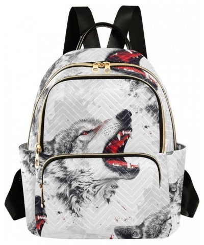 Mini Backpack Purse for Women, Fierce Wolf Travel Bag Casual Daypack Shoulder Bag Small $18.55 Backpacks