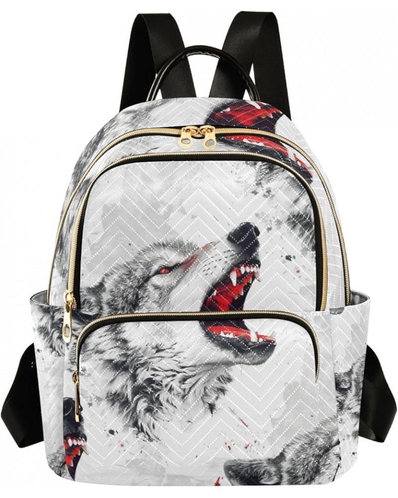 Mini Backpack Purse for Women, Fierce Wolf Travel Bag Casual Daypack Shoulder Bag Small $18.55 Backpacks