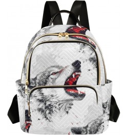 Mini Backpack Purse for Women, Fierce Wolf Travel Bag Casual Daypack Shoulder Bag Small $18.55 Backpacks