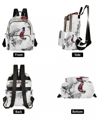 Mini Backpack Purse for Women, Fierce Wolf Travel Bag Casual Daypack Shoulder Bag Small $18.55 Backpacks