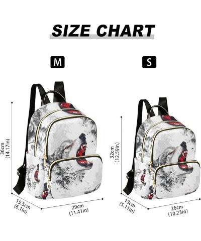 Mini Backpack Purse for Women, Fierce Wolf Travel Bag Casual Daypack Shoulder Bag Small $18.55 Backpacks