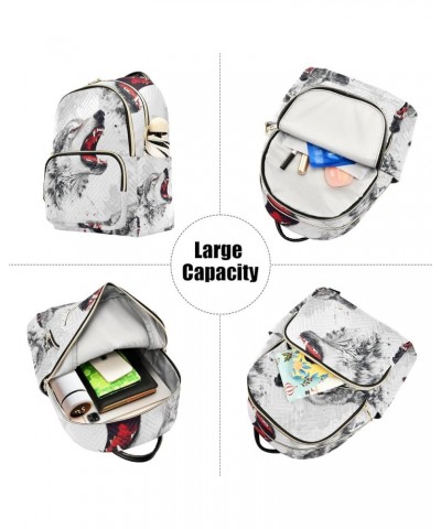 Mini Backpack Purse for Women, Fierce Wolf Travel Bag Casual Daypack Shoulder Bag Small $18.55 Backpacks