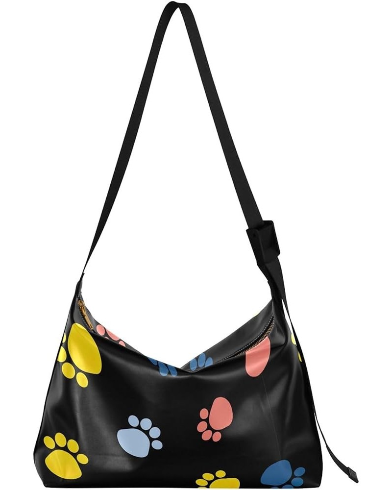 Cute Animals Women Leather Handbags Hobo Large Purse Crossbody Trendy Animal Print Shoulder Handbags Funny Dog Paw $18.47 Sho...