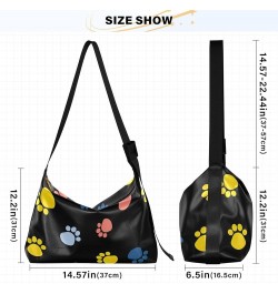 Cute Animals Women Leather Handbags Hobo Large Purse Crossbody Trendy Animal Print Shoulder Handbags Funny Dog Paw $18.47 Sho...