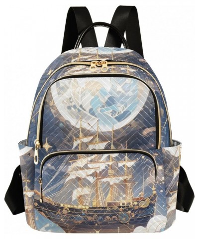 Medium Fashion Backpack for Women Fantasy Ship Ocean Print Ladies Travel Daypack Aesthetic Shoulder Bag 11.4×6.1×14.1 IN $15....