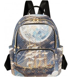 Medium Fashion Backpack for Women Fantasy Ship Ocean Print Ladies Travel Daypack Aesthetic Shoulder Bag 11.4×6.1×14.1 IN $15....