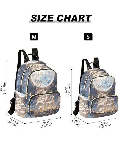 Medium Fashion Backpack for Women Fantasy Ship Ocean Print Ladies Travel Daypack Aesthetic Shoulder Bag 11.4×6.1×14.1 IN $15....