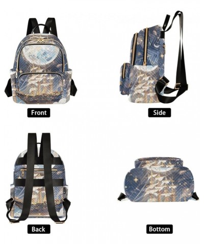 Medium Fashion Backpack for Women Fantasy Ship Ocean Print Ladies Travel Daypack Aesthetic Shoulder Bag 11.4×6.1×14.1 IN $15....