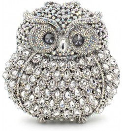 Cute Owl Clutch Women Crystal Evening Bags Luxury Handbag Rhinestone Wedding Party Purse Silver $37.07 Evening Bags