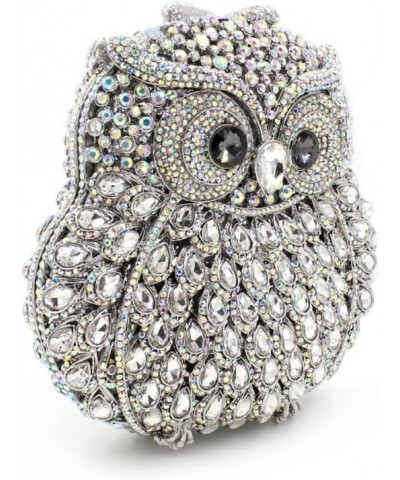 Cute Owl Clutch Women Crystal Evening Bags Luxury Handbag Rhinestone Wedding Party Purse Silver $37.07 Evening Bags