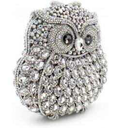 Cute Owl Clutch Women Crystal Evening Bags Luxury Handbag Rhinestone Wedding Party Purse Silver $37.07 Evening Bags