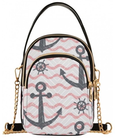 Joko lvery Sea Anchor Helm Pink Stripes Cross Body Purse Shoulder Bag Crossbody Bags Chain Handbag for Women Gifts Work $9.24...