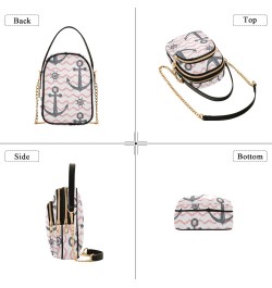 Joko lvery Sea Anchor Helm Pink Stripes Cross Body Purse Shoulder Bag Crossbody Bags Chain Handbag for Women Gifts Work $9.24...