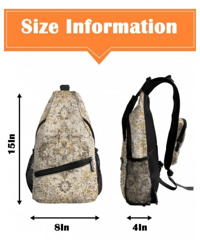 Sling Bag Crossbody Bag for Women Men Persian Style Beige Carpet Waterproof Hiking Backpack Lightweight Chest Shoulder Bag Da...