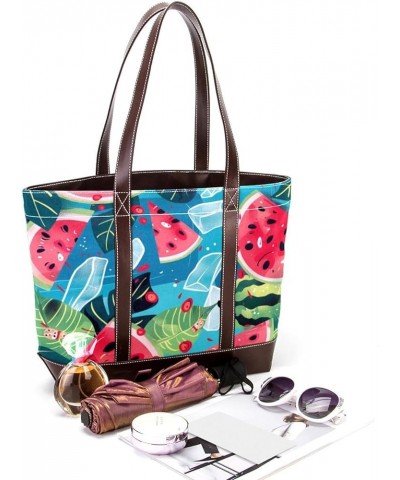 Tote Bag for Women, Large Tote Bag, Tote Bag with Zipper, Summer Fruit Watermelon, Tote Bags Women Design 4253 $21.11 Totes