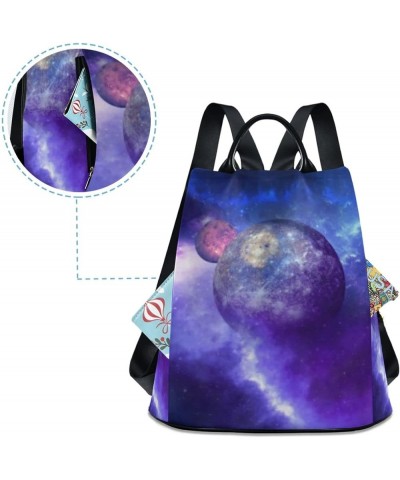 Sunflowers Green Leaves Floral Anti Theft Backpack Purse for Women Fashion Travel Bags with Pompom Space Planets Stars Galaxy...