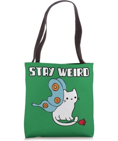 Cute Cat with wings and flower stay weird Girl Tote Bag $12.38 Totes