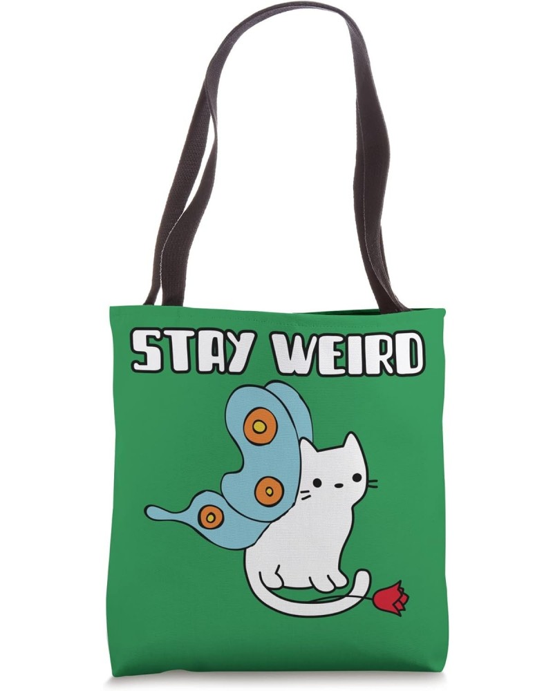 Cute Cat with wings and flower stay weird Girl Tote Bag $12.38 Totes