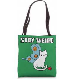 Cute Cat with wings and flower stay weird Girl Tote Bag $12.38 Totes