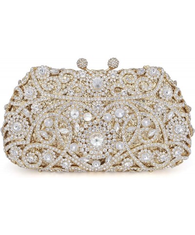 Formal Rhinestone Crystal Clutch Evening Wedding Bag For Women Gold $46.63 Evening Bags