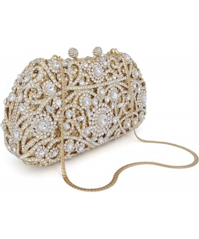 Formal Rhinestone Crystal Clutch Evening Wedding Bag For Women Gold $46.63 Evening Bags