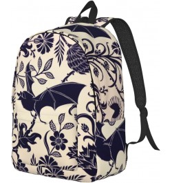 Bat Print Print Unisex Canvas Backpack Cute Backpack For Travel Sports Casual Aesthetic Backpack Black Small $18.04 Backpacks