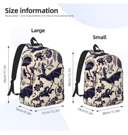 Bat Print Print Unisex Canvas Backpack Cute Backpack For Travel Sports Casual Aesthetic Backpack Black Small $18.04 Backpacks