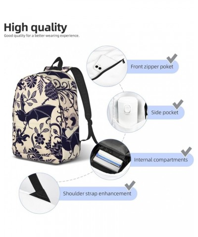 Bat Print Print Unisex Canvas Backpack Cute Backpack For Travel Sports Casual Aesthetic Backpack Black Small $18.04 Backpacks