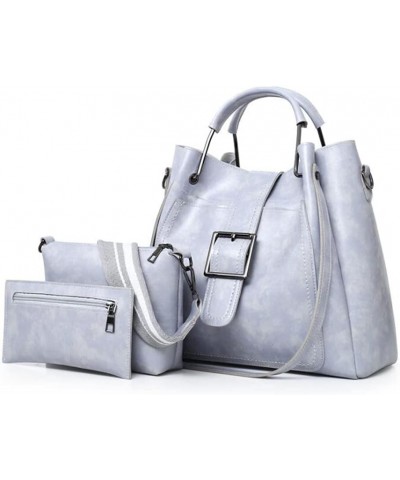 Women Soft Synthetic Patent Leather New Tote Satchel 3Pcs Female bag Simple style Hobo Crossbody Bag Clutches Gray $22.04 Totes