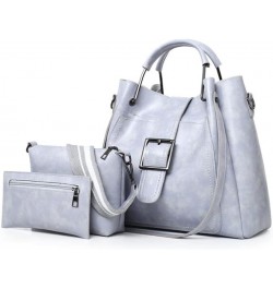 Women Soft Synthetic Patent Leather New Tote Satchel 3Pcs Female bag Simple style Hobo Crossbody Bag Clutches Gray $22.04 Totes