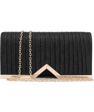 Fashion Clutch Women Evening Bags for Wallets Wedding Formal Prom Vertical bar Folding cloth Handbag purse Black-1 $10.87 Eve...