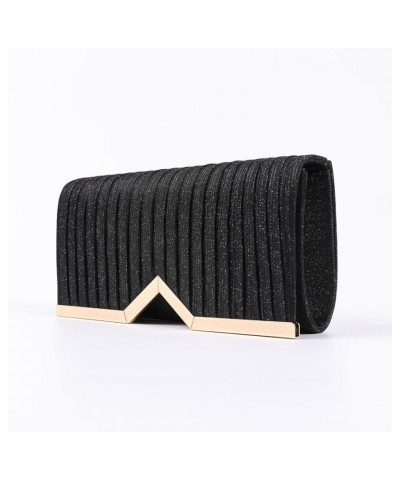 Fashion Clutch Women Evening Bags for Wallets Wedding Formal Prom Vertical bar Folding cloth Handbag purse Black-1 $10.87 Eve...