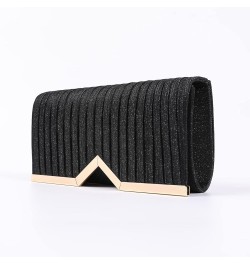 Fashion Clutch Women Evening Bags for Wallets Wedding Formal Prom Vertical bar Folding cloth Handbag purse Black-1 $10.87 Eve...