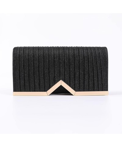 Fashion Clutch Women Evening Bags for Wallets Wedding Formal Prom Vertical bar Folding cloth Handbag purse Black-1 $10.87 Eve...