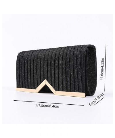 Fashion Clutch Women Evening Bags for Wallets Wedding Formal Prom Vertical bar Folding cloth Handbag purse Black-1 $10.87 Eve...